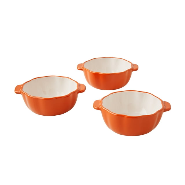 Ceramic Orange Pumpkin Mini Cocottes Set, Mini Ceramic Bowls -14.2-oz (3Pcs) Ceramic Orange Pumpkin Mini Cocottes Set, Mini Ceramic Bowls -14.2-oz (3Pcs)